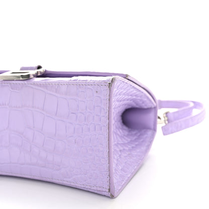 Balenciaga Shiny Calfskin Crocodile Embossed Small Hourglass Top Handle Bag Lilac 11 of 13