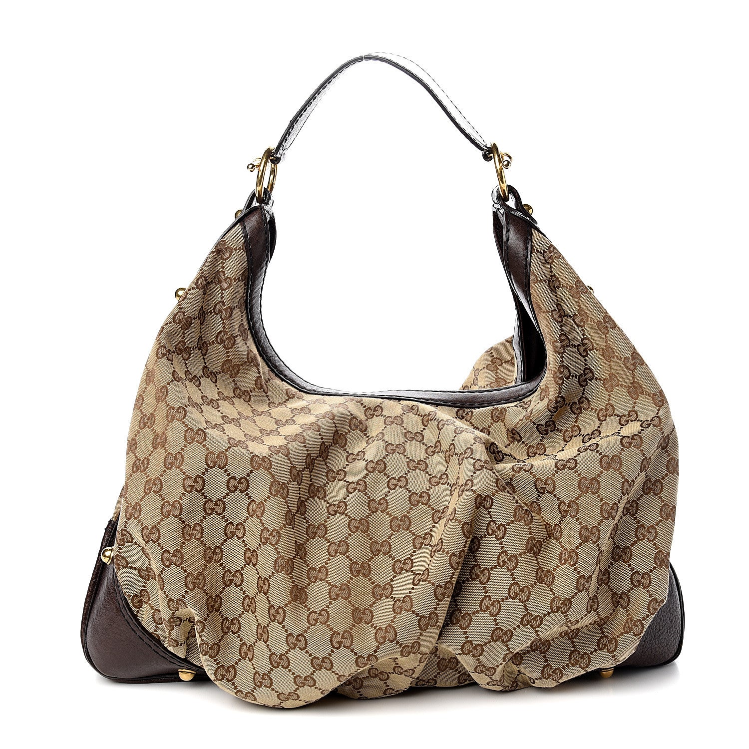 Gucci Monogram Large Jockey Hobo Dark Brown 1 of 10