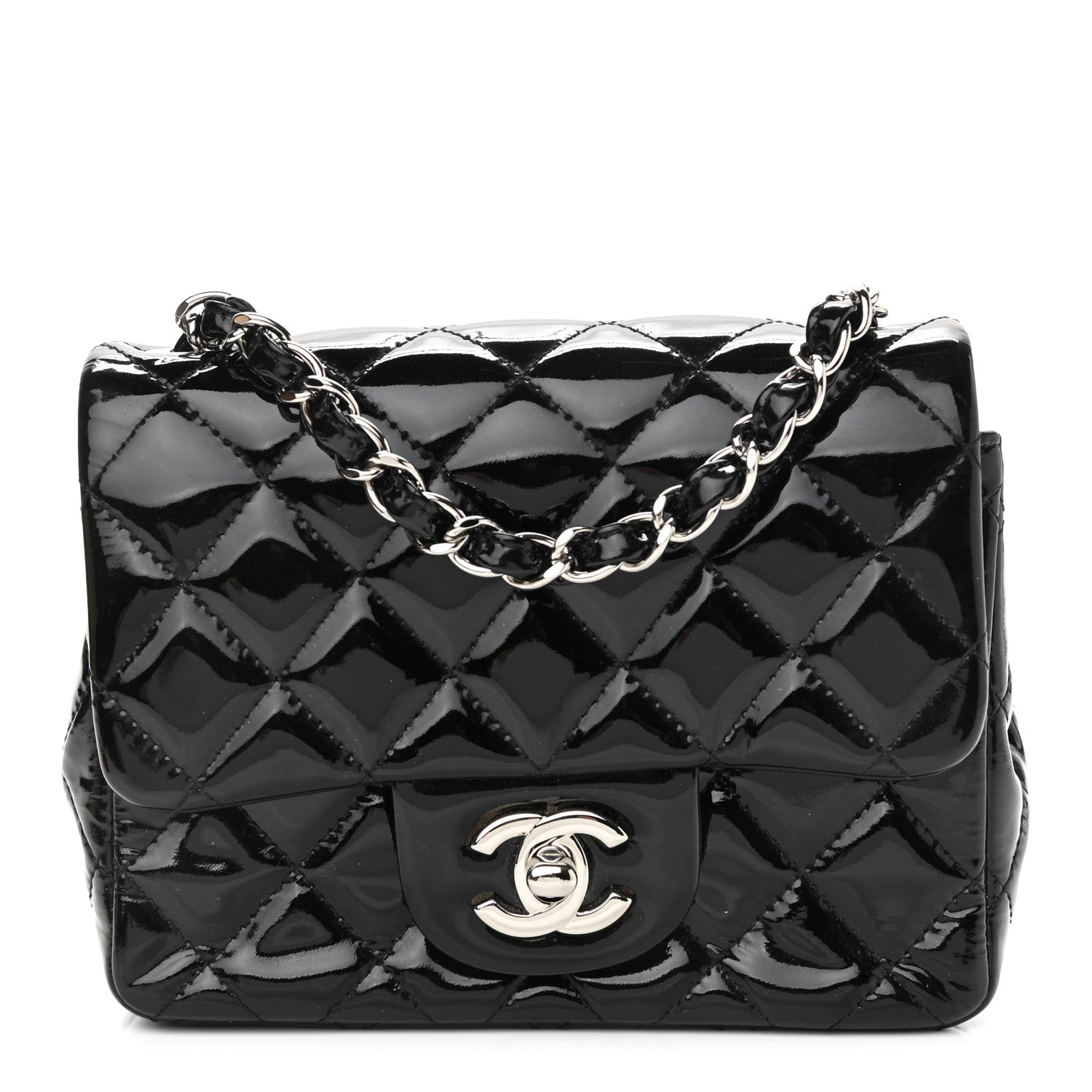 Chanel Patent Calfskin Quilted Mini Square Flap Black 1 of 10