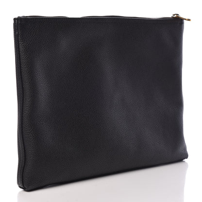 Gucci Pebbled Calfskin Medium Logo Portfolio Clutch Black 3 of 9