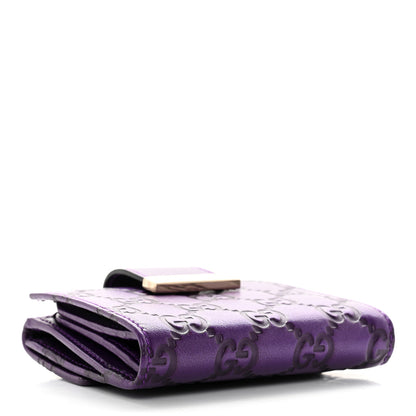 Gucci Metallic Soft Guccissima Icon Bar French Wallet Purple 4 of 7