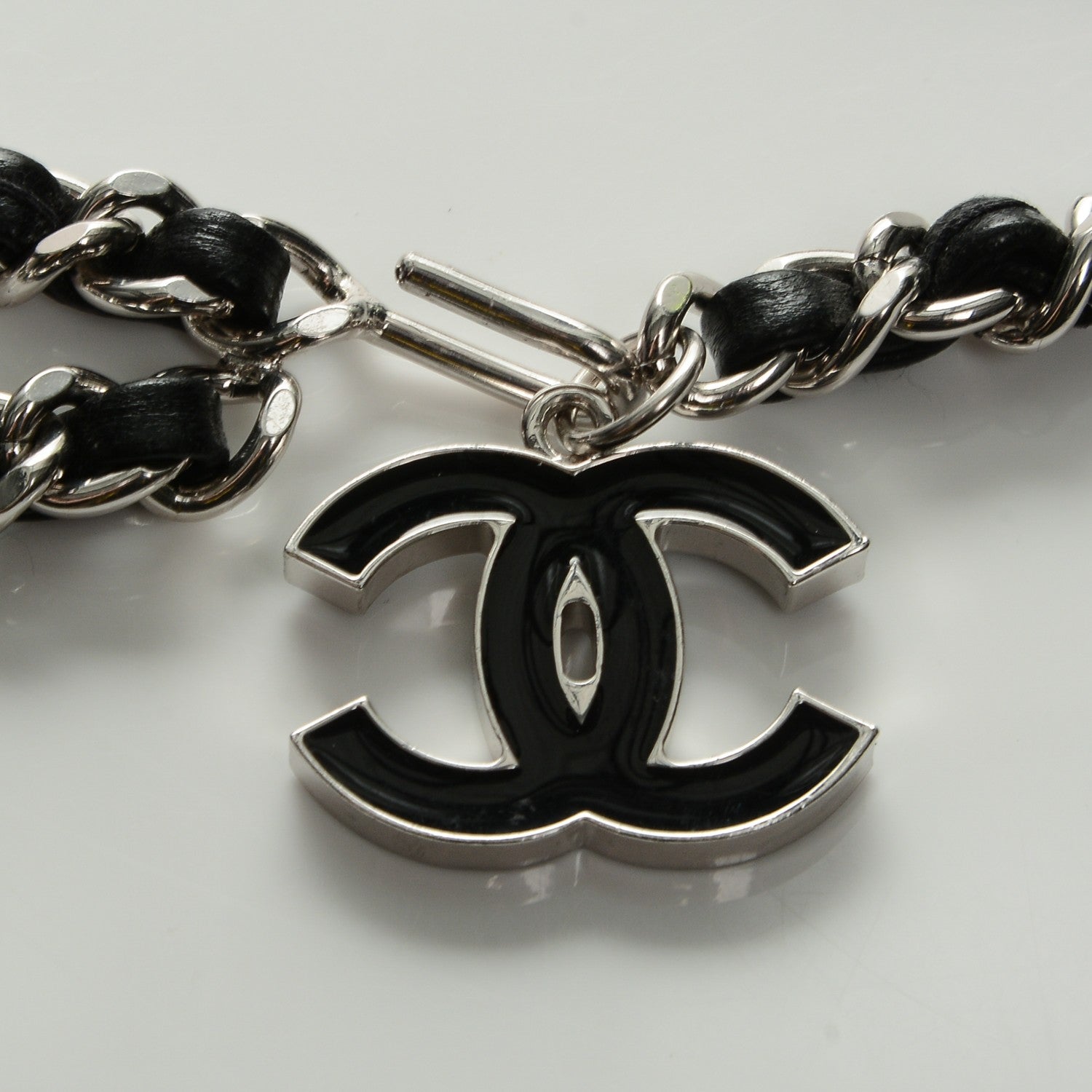 Chanel Lambskin Enamel CC Chain Belt Black Silver 3 of 3
