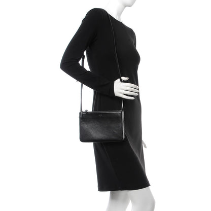 Celine Lambskin Small Trio Crossbody Bag Black 2 of 11