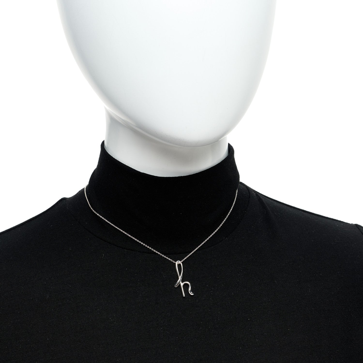 Tiffany Sterling Silver Elsa Peretti Letter H Pendant Necklace 2 of 5