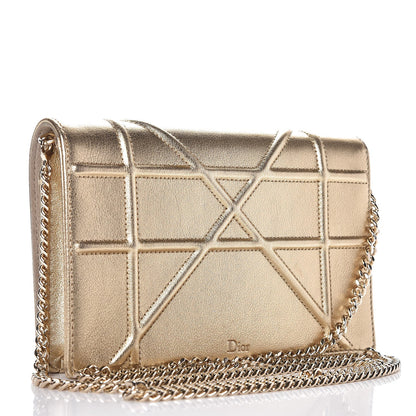Christian Dior Metallic Calfskin Diorama Wallet on Chain Pouch Light Gold 3 of 7