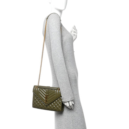Saint Laurent Grain De Poudre Textured Mixed Matelasse Triquilt Medium Monogram Satchel Light Sage 2 of 9