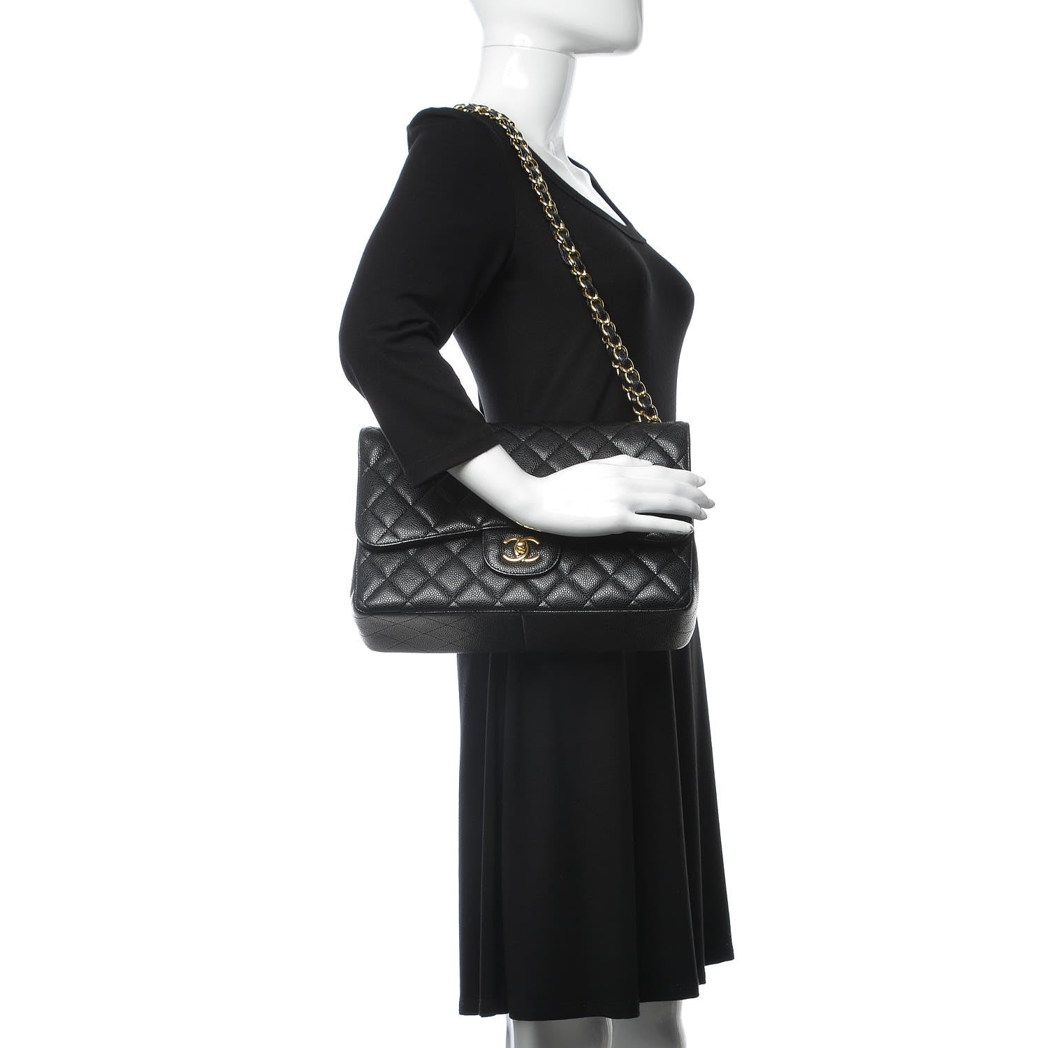 Chanel Caviar Quilted Jumbo Double Flap Black 3 of 9