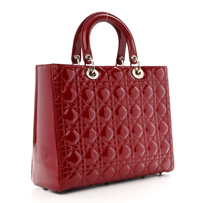 Christian Dior Patent Cannage Large Lady Dior Red 3 of 13