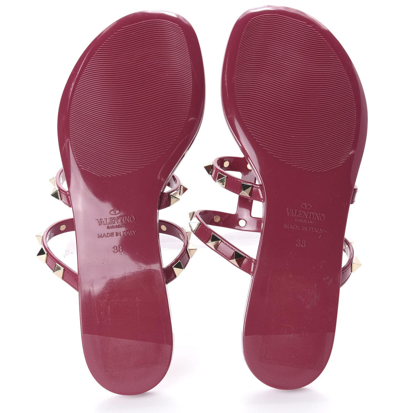 PVC Jelly Rockstud Caged Flat Thong Sandals 38 Deep Cyclamin