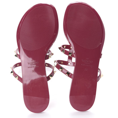 Valentino Garavani PVC Jelly Rockstud Caged Flat Thong Sandals 38 Deep Cyclamin 6 of 8
