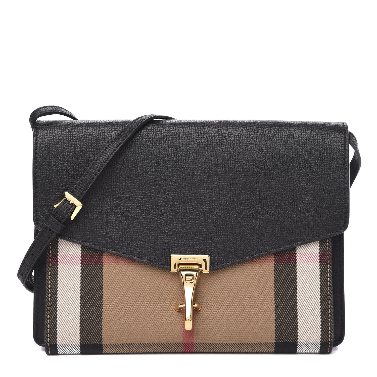 Burberry Derby Calfskin House Check Small Macken Crossbody Bag Black 1 of 11