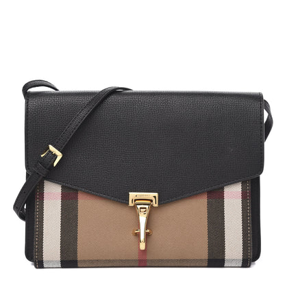 Burberry Derby Calfskin House Check Small Macken Crossbody Bag Black 1 of 11