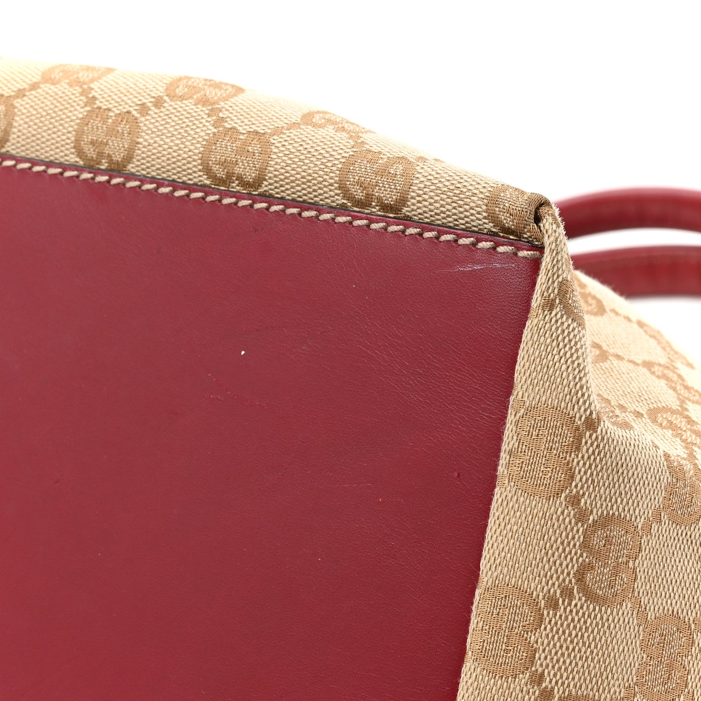 GG Monogram Large Web Handle Bucket Tote Red