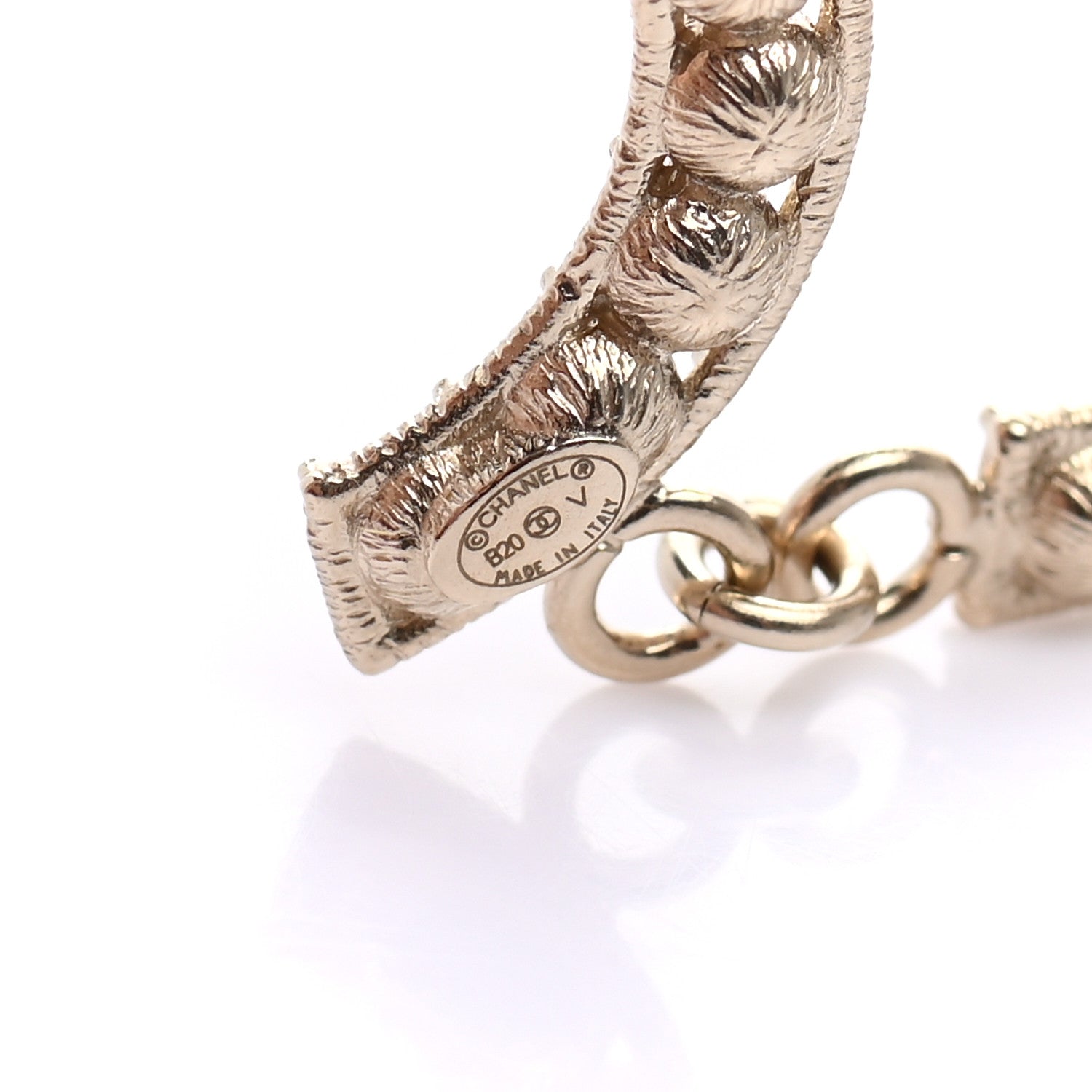 Chanel Crystal Cha-Nel Logo Drop Earrings Gold 4 of 4