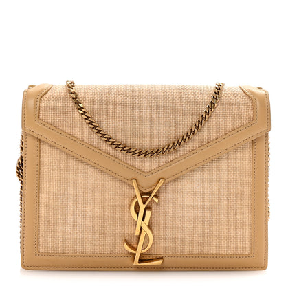 Saint Laurent Canvas Calfskin Classic Monogram Cassandra Grege Brown Gold 1 of 9