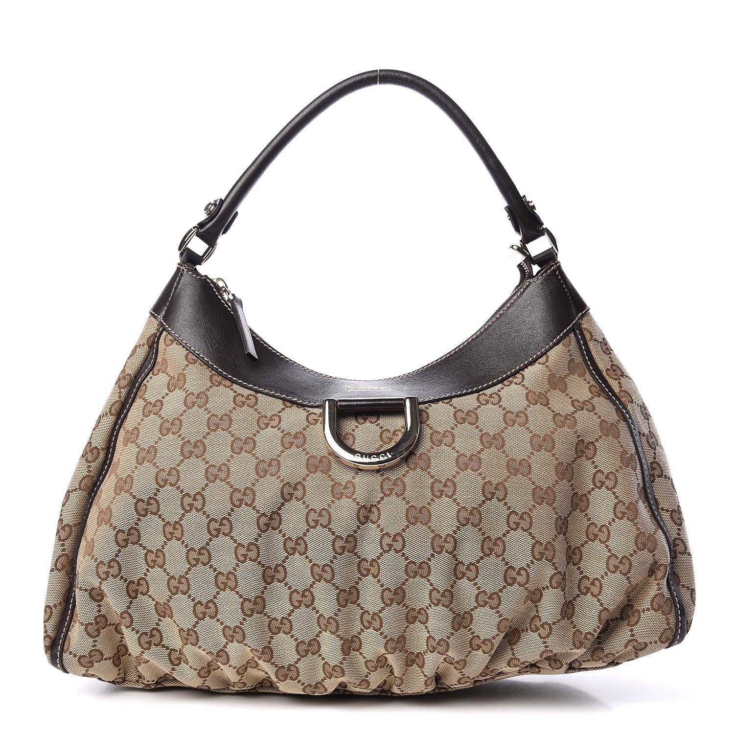 Gucci Monogram Large D Gold Hobo Dark Brown 1 of 9