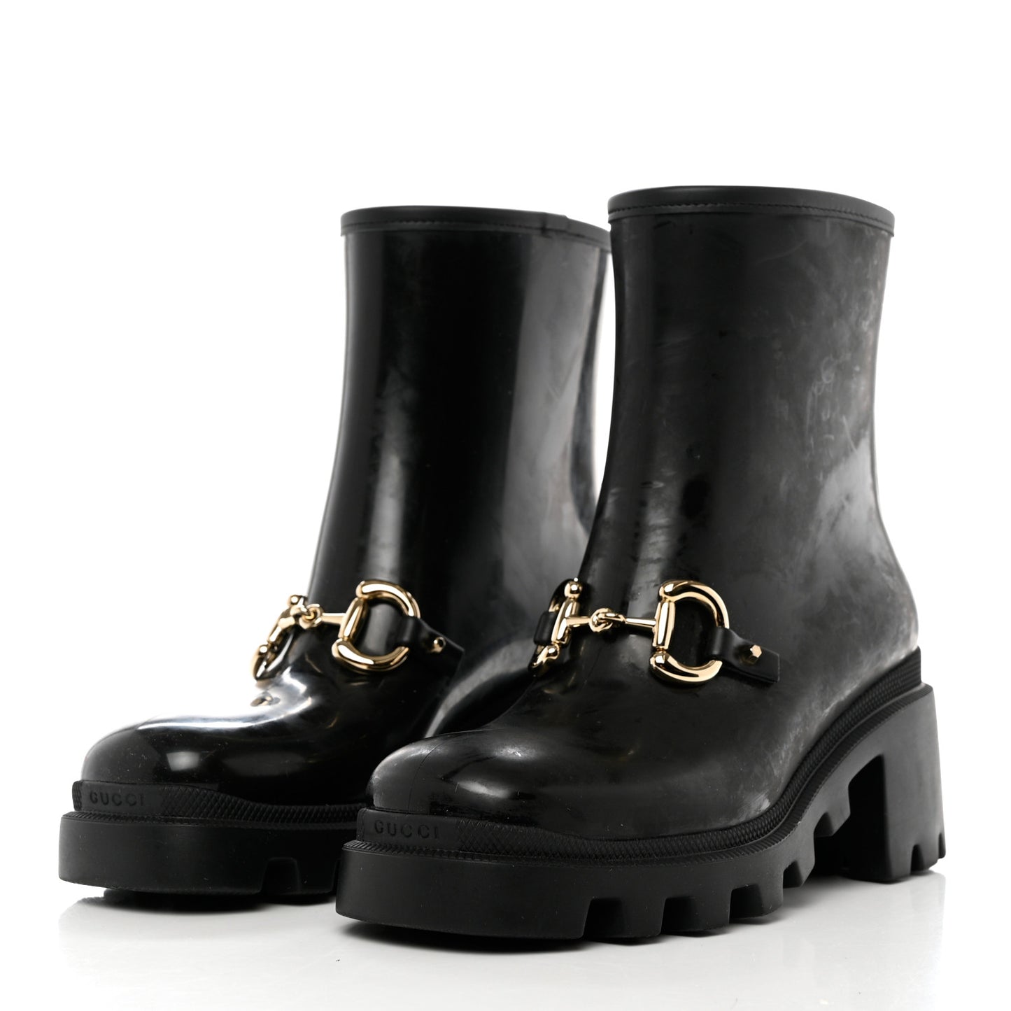 Rubber Womens Horsebit Ankle Boots 37 Black