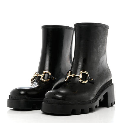 Gucci Rubber Womens Horsebit Ankle Boots 37 Black 3 of 8