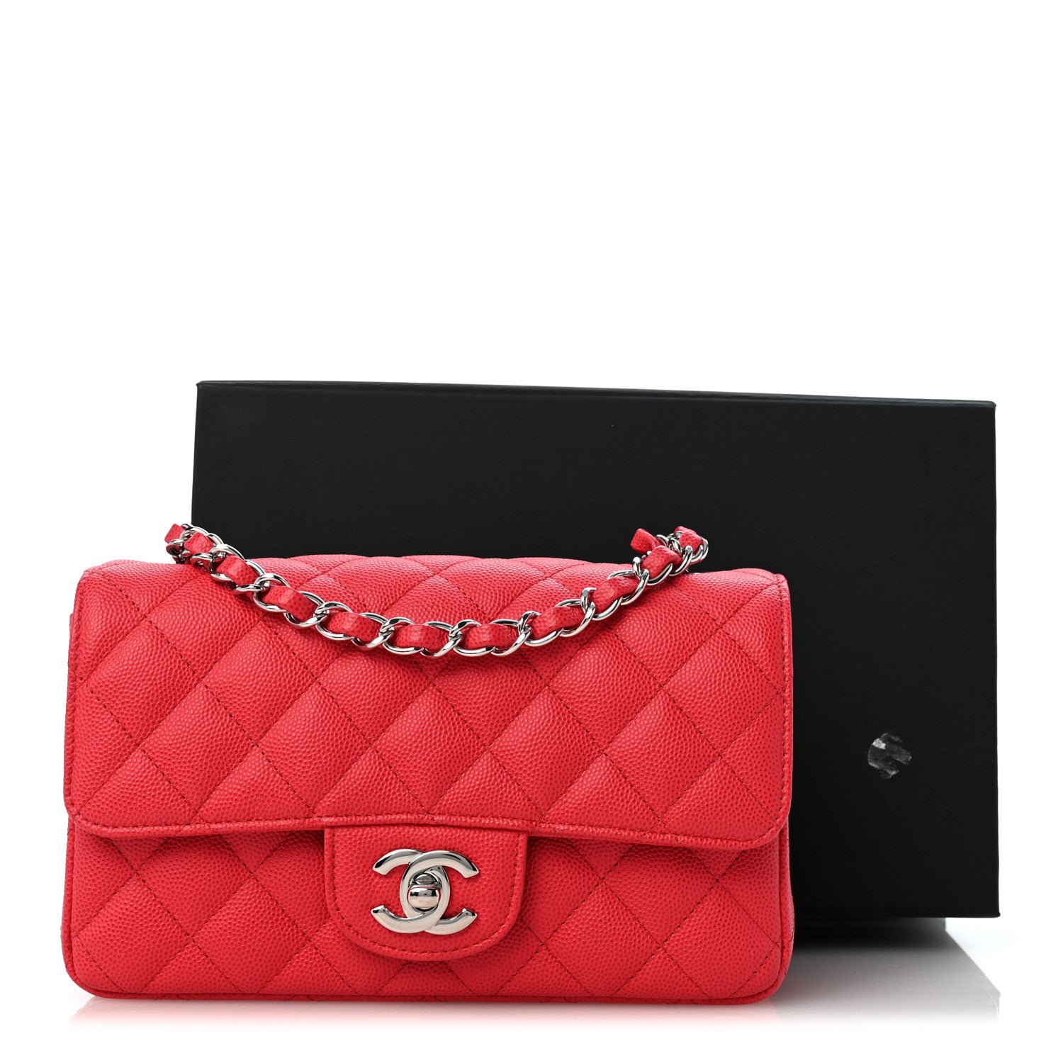 Chanel Caviar Quilted Mini Rectangular Flap Light Red 14 of 14