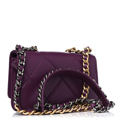 Chanel Lambskin Quilted Chanel 19 Wallet On Chain WOC Purple 4 of 14