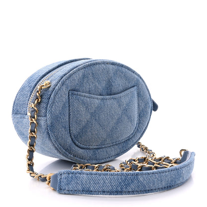 Chanel Denim Printed Chain Clutch Dark Blue 3 of 11