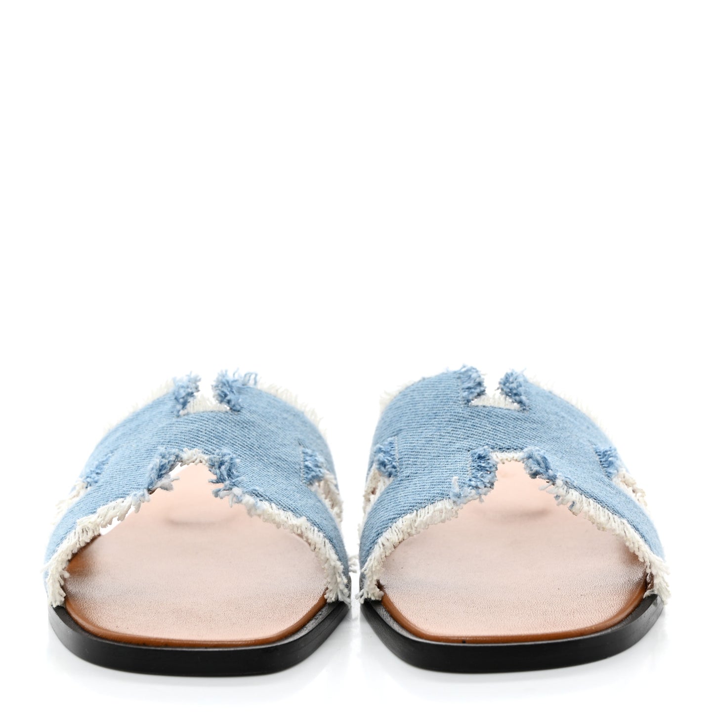 Denim Oran Fringe Sandals 37 Bleu Clair
