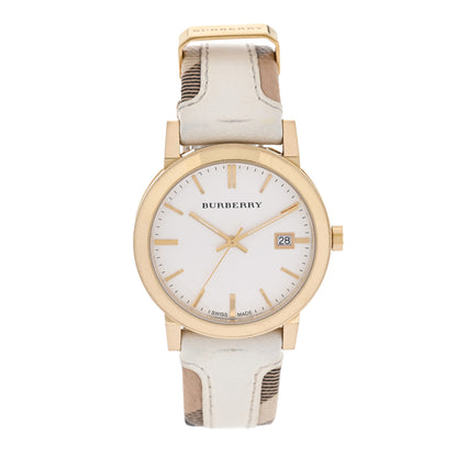 Burberry Stainless Steel Calfskin 38mm The City Quartz Watch Beige BU9015 1 of 5