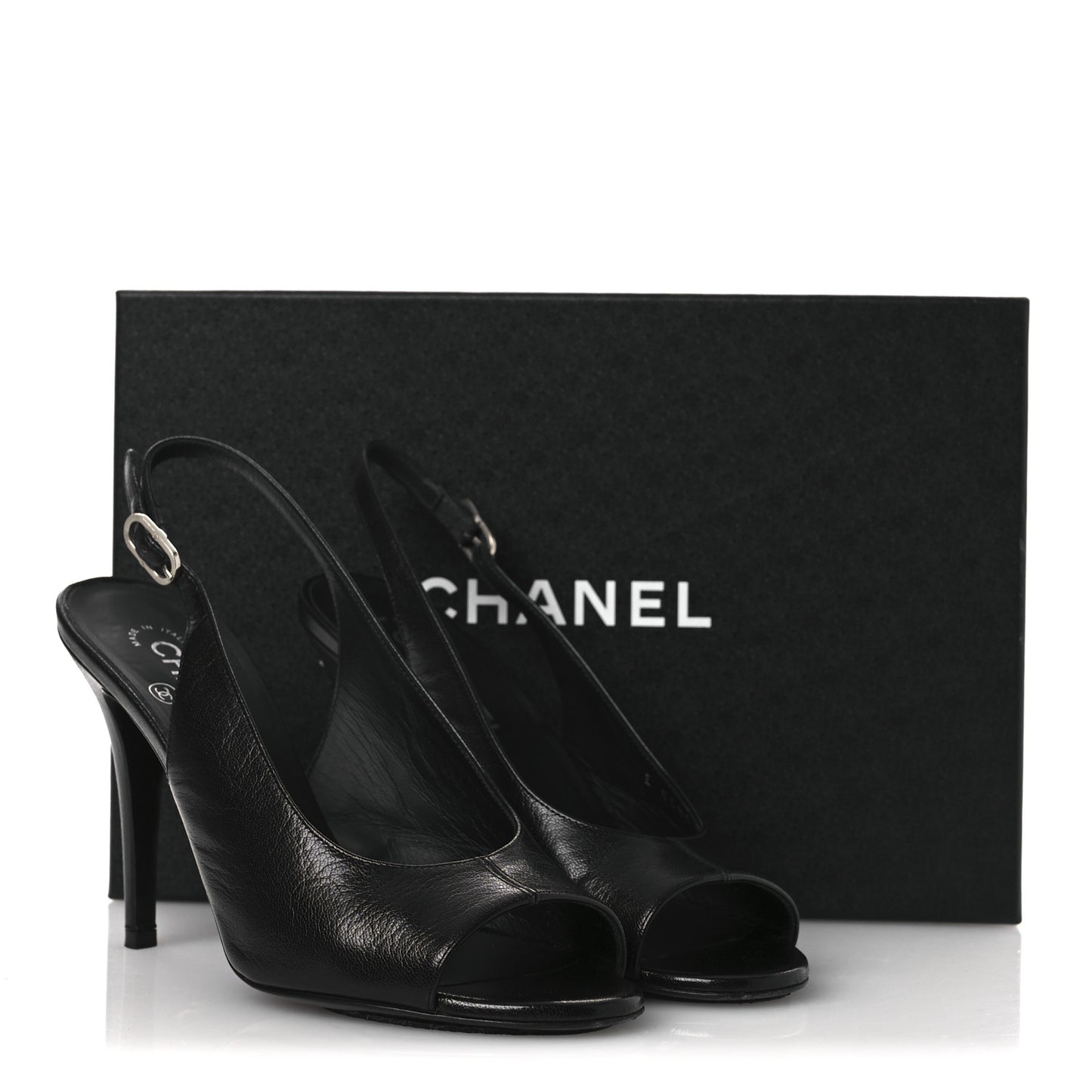 Goatskin Slingback Sandals 39.5 Black
