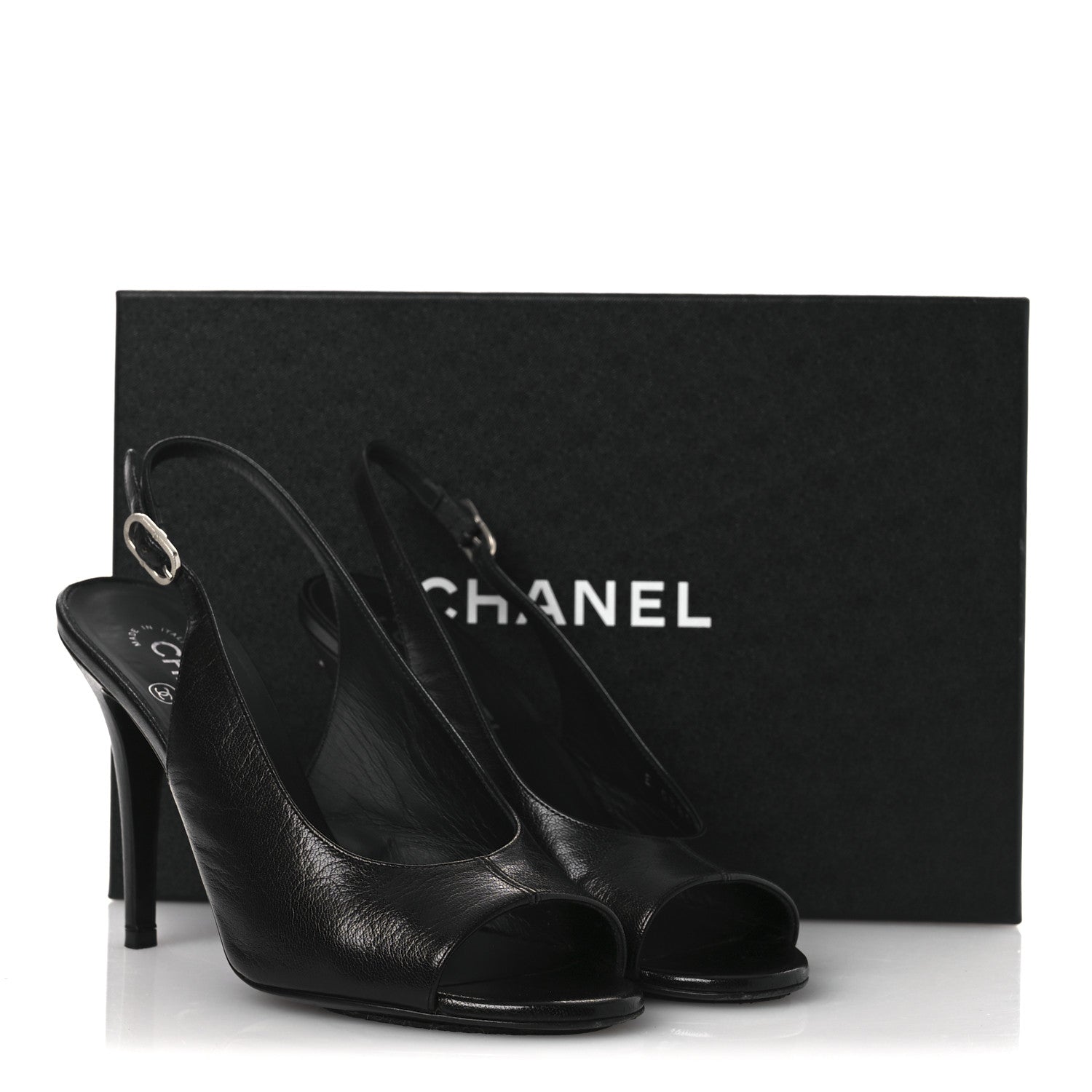 Chanel Goatskin Slingback Sandals 39.5 Black 12 of 12