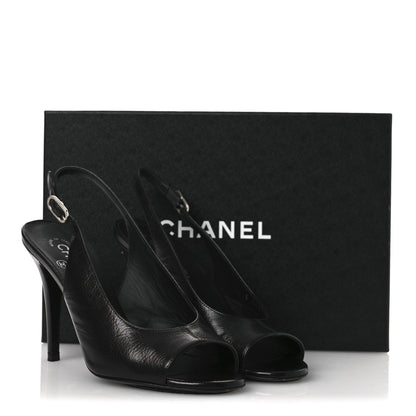 Chanel Goatskin Slingback Sandals 39.5 Black 12 of 12