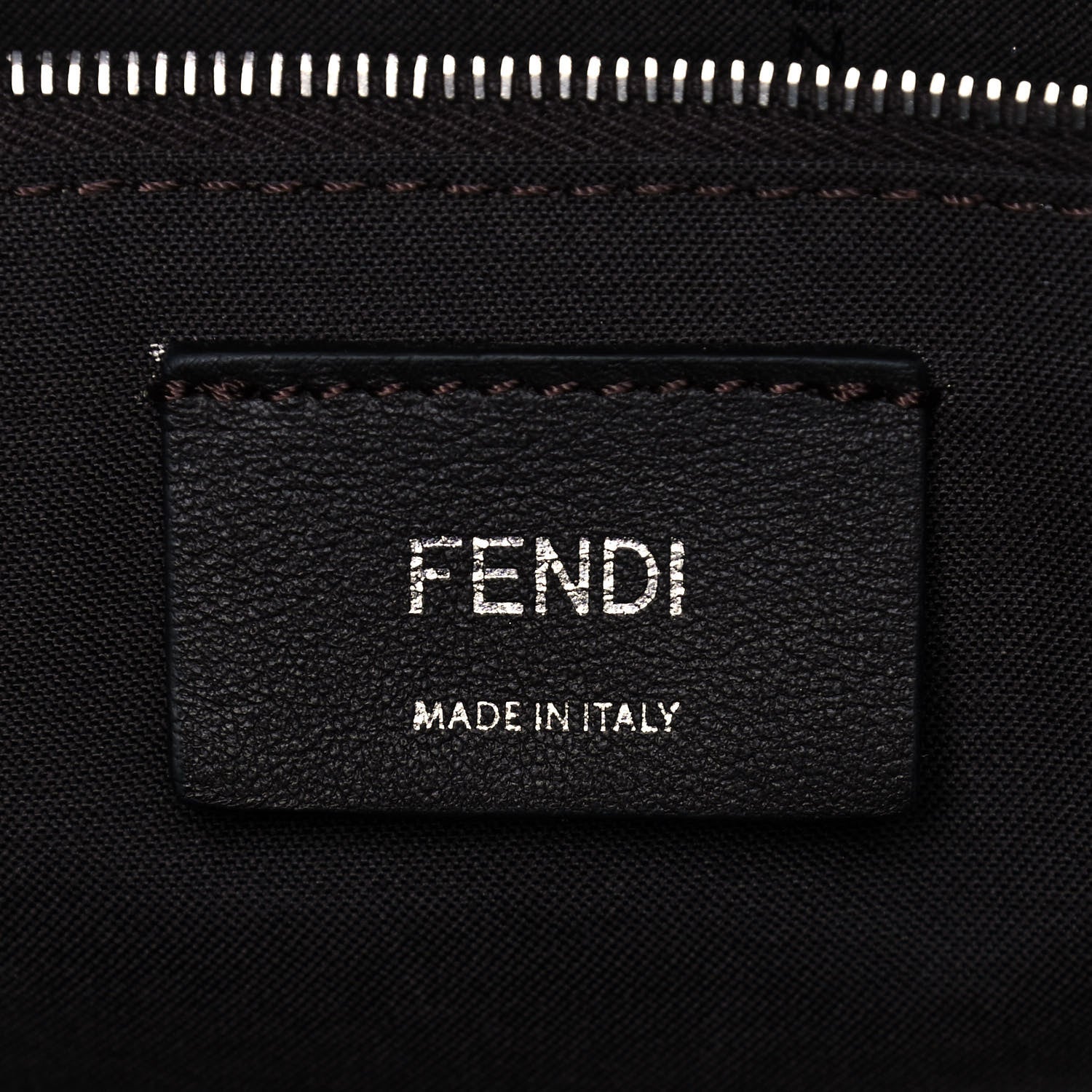 Fendi Glazed Fabric Vitello Century FF 1974 Stamp Patch Shopping Tote Mogano Panna Caramello 6 of 12