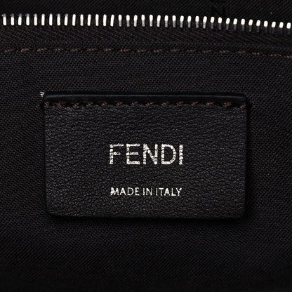 Fendi Glazed Fabric Vitello Century FF 1974 Stamp Patch Shopping Tote Mogano Panna Caramello 6 of 12