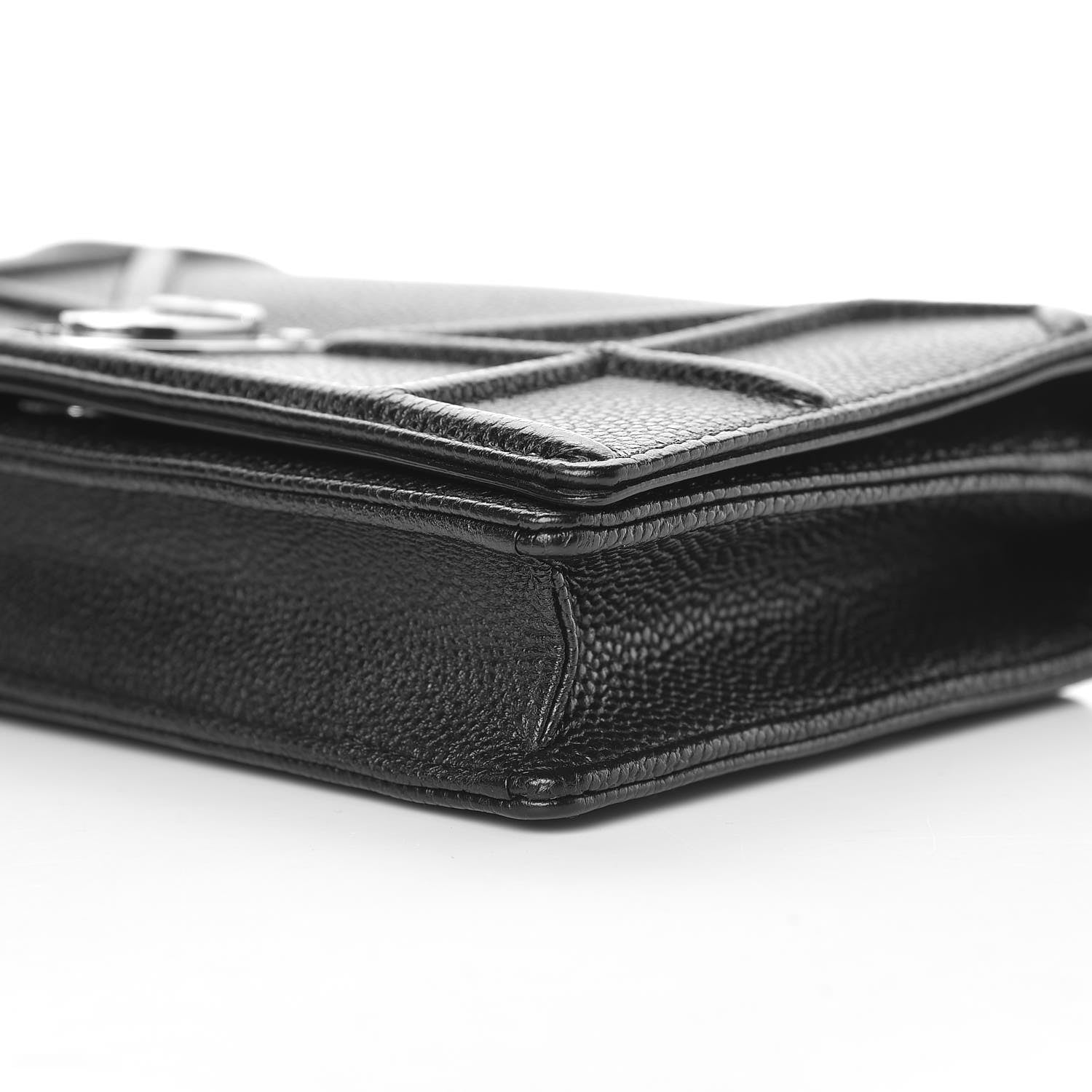 Christian Dior Grained Calfskin Diorama Wallet on Chain Pouch Black 11 of 12