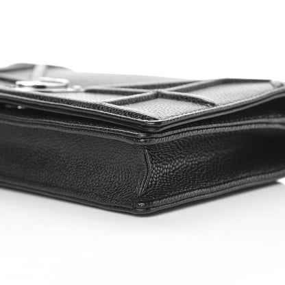 Christian Dior Grained Calfskin Diorama Wallet on Chain Pouch Black 11 of 12