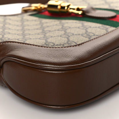 Gucci GG Supreme Monogram Azalea Calfskin Web Small Jackie 1961 Hobo Beige Ebony Brown Sugar 7 of 9