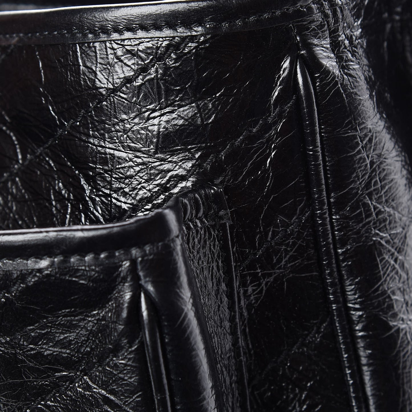 Crinkled Calfskin Matelasse Monogram Medium Niki Chain Satchel Black