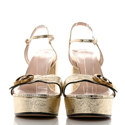 Gucci Galassia GG Marmont Ankle Wrap 30/115mm Platform Sandals 40 Platino 2 of 10