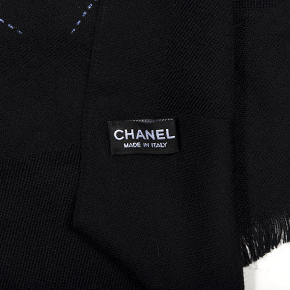 Chanel Wool Quilt Print Stole Black 3 of 5