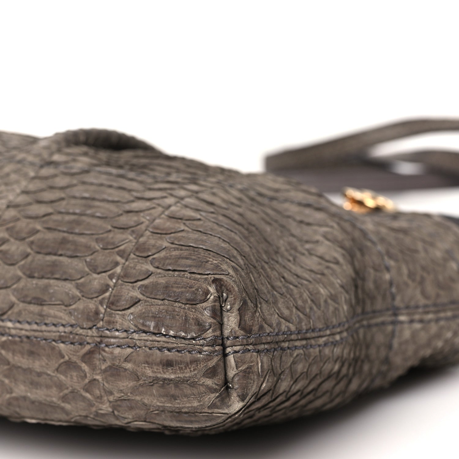 Salvatore Ferragamo Snakeskin Gancio Satchel Clutch 9 of 12