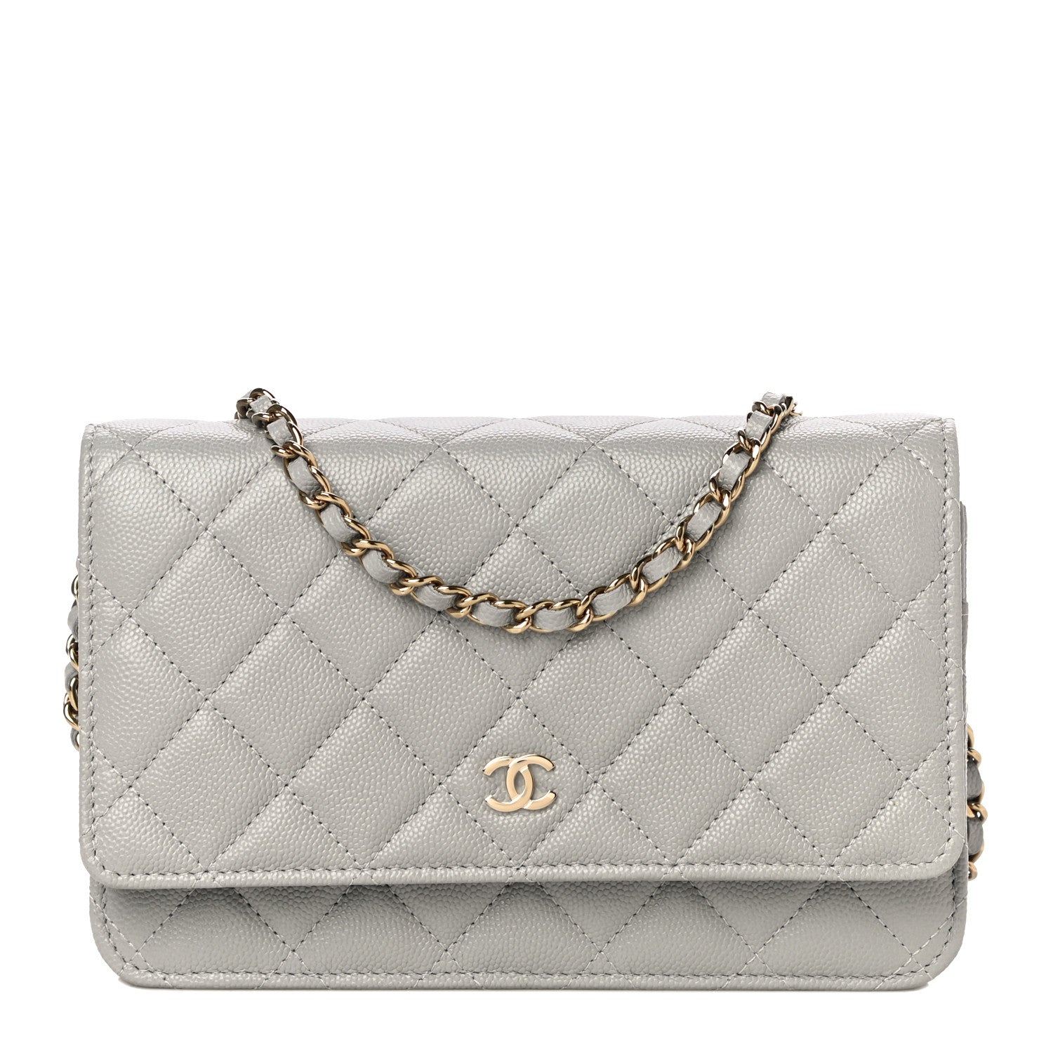 Chanel Caviar Quilted Wallet On Chain WOC Grey 1 of 12