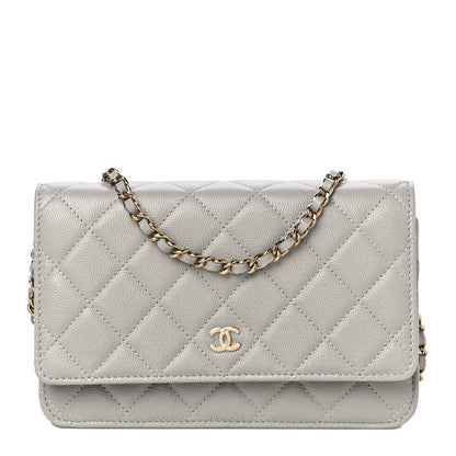 Chanel Caviar Quilted Wallet On Chain WOC Grey 1 of 12