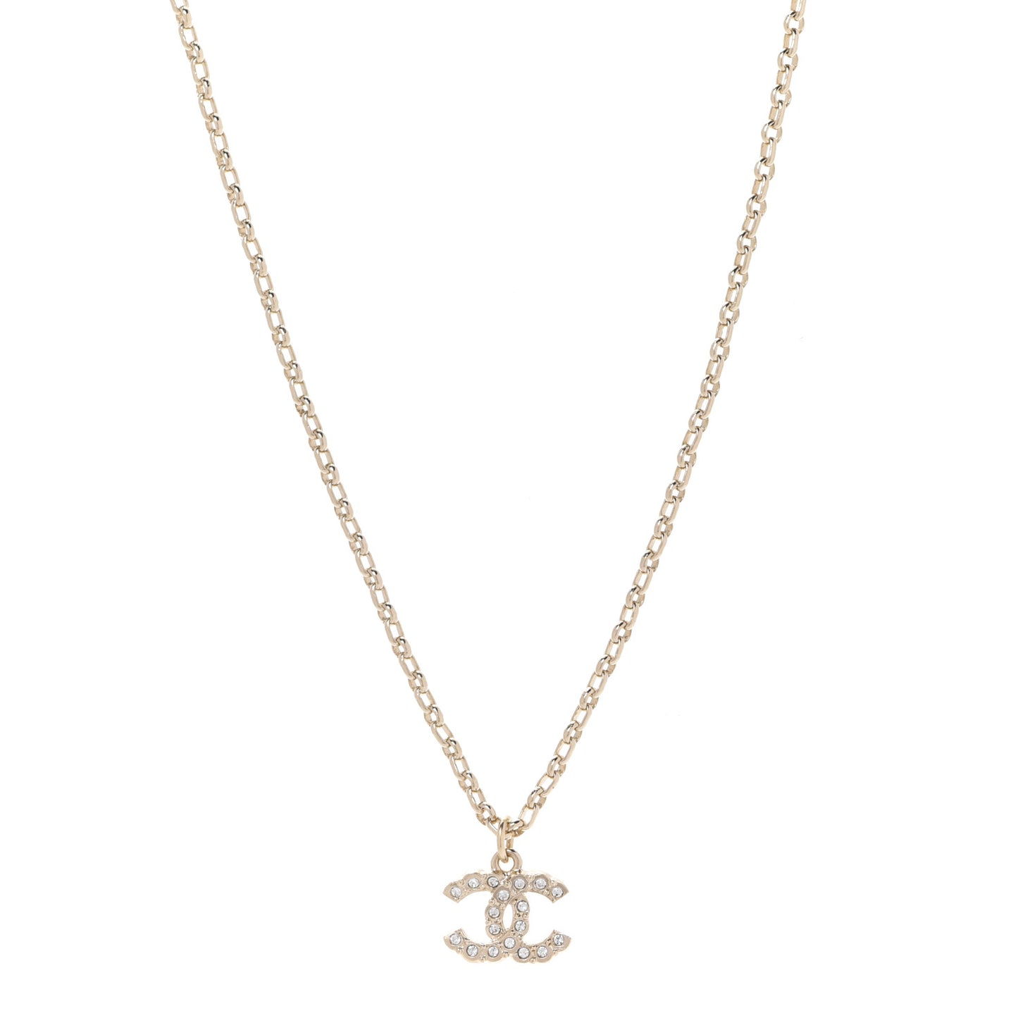 Pearl Crystal CC Pendant Necklace Gold