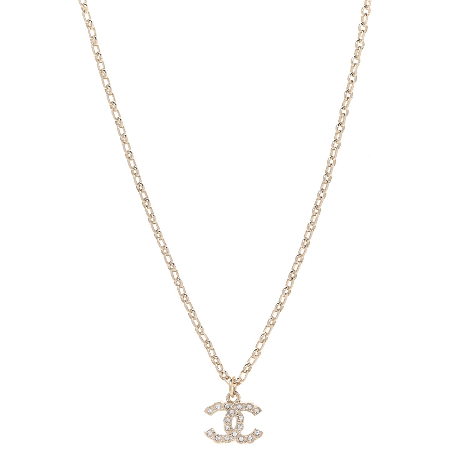 Chanel Pearl Crystal CC Pendant Necklace Gold 1 of 6