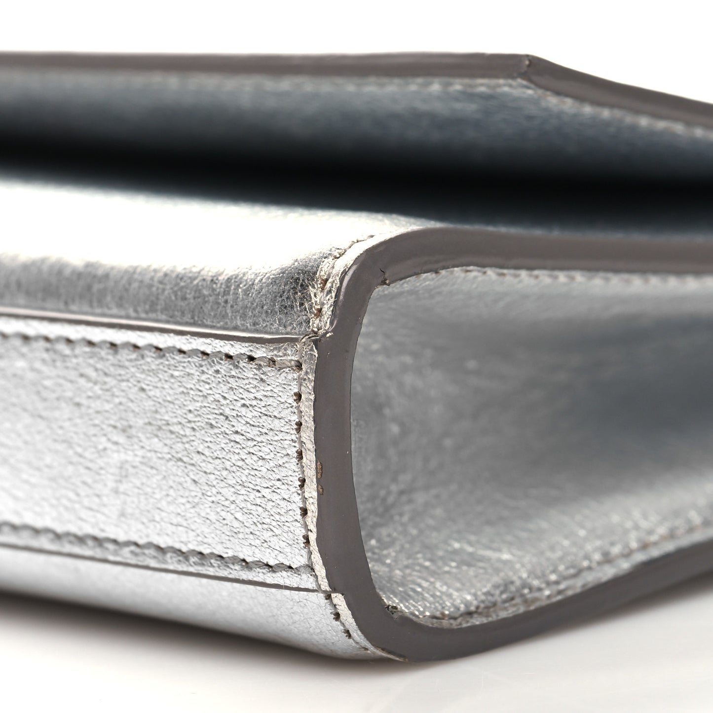Textured Metallic Calfskin Classic Monogram Cassandre Clutch Silver