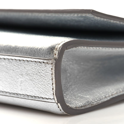Saint Laurent Textured Metallic Calfskin Classic Monogram Cassandre Clutch Silver 9 of 9