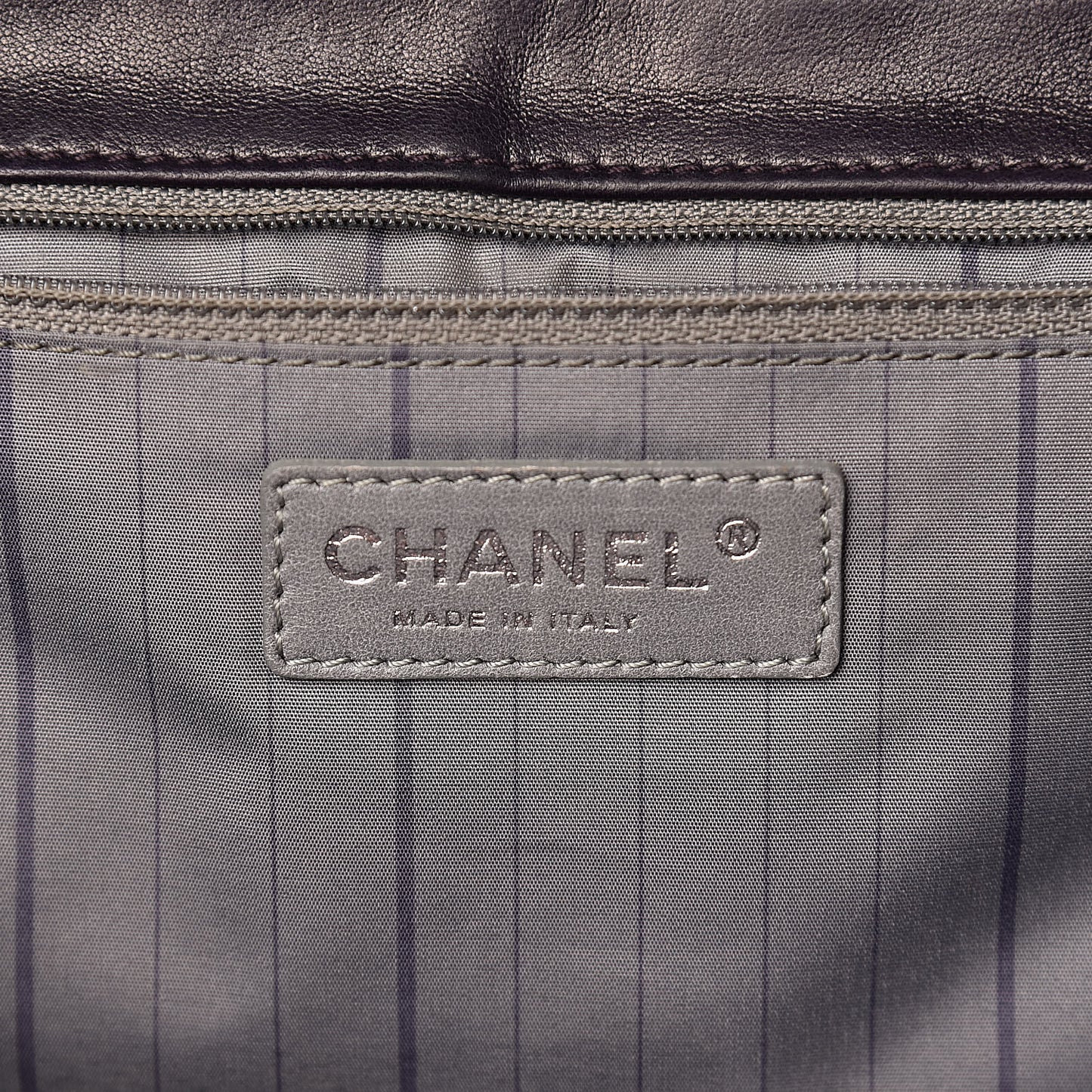Glazed Calfskin Quilted Mademoiselle Bag Dark Purple