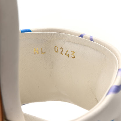 Louis Vuitton Lambskin Embossed Monogram By The Pool Revival High Heel Mules 38 White Blue Purple 9 of 10