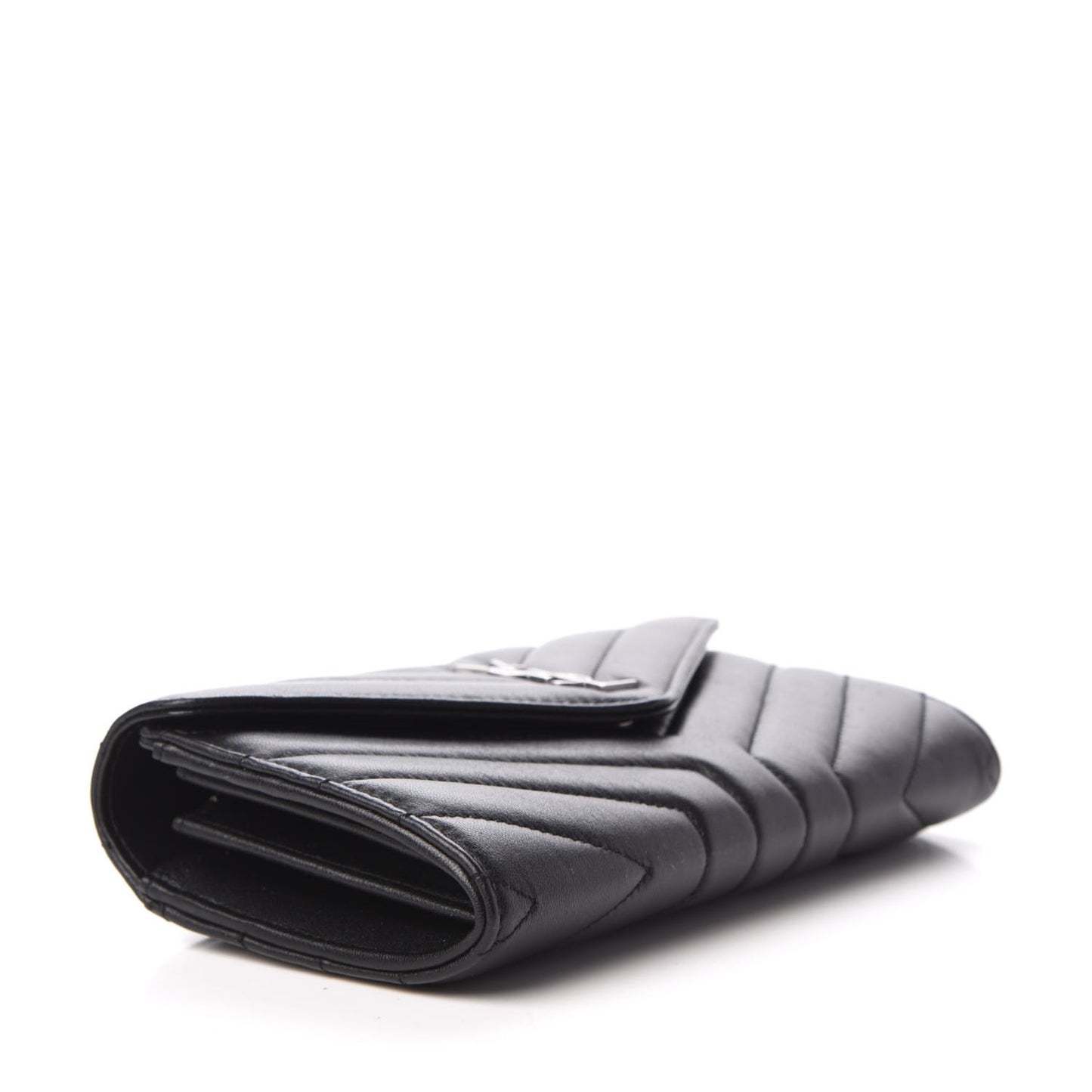 Lambskin Y Quilted Monogram Large Loulou Flap Wallet Black