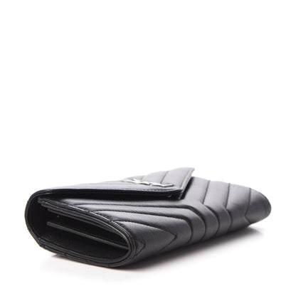 Saint Laurent Lambskin Y Quilted Monogram Large Loulou Flap Wallet Black 4 of 6