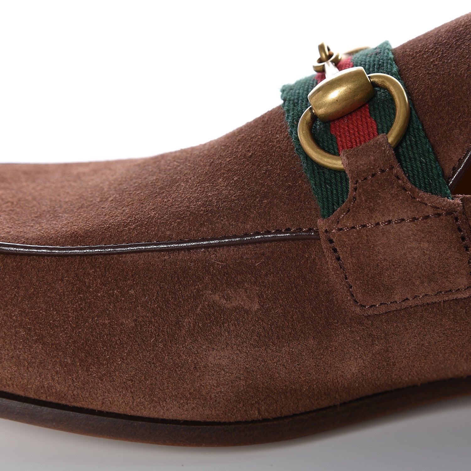 Gucci Suede Web Mens Horsebit Loafers 7 Brown 7 of 12